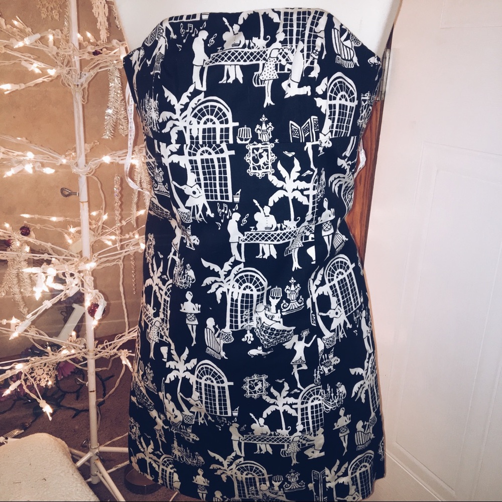 Lilly Pulitzer Black and White Strapless Dress